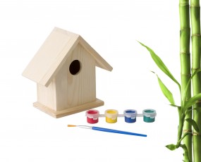 Domek dla ptaków, zestaw do malowania, farbki i pę
